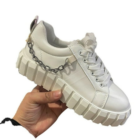 

Casual Women s Sneaker Fashion Non-Slip Tie Running Shoes for Outdoor 36 White