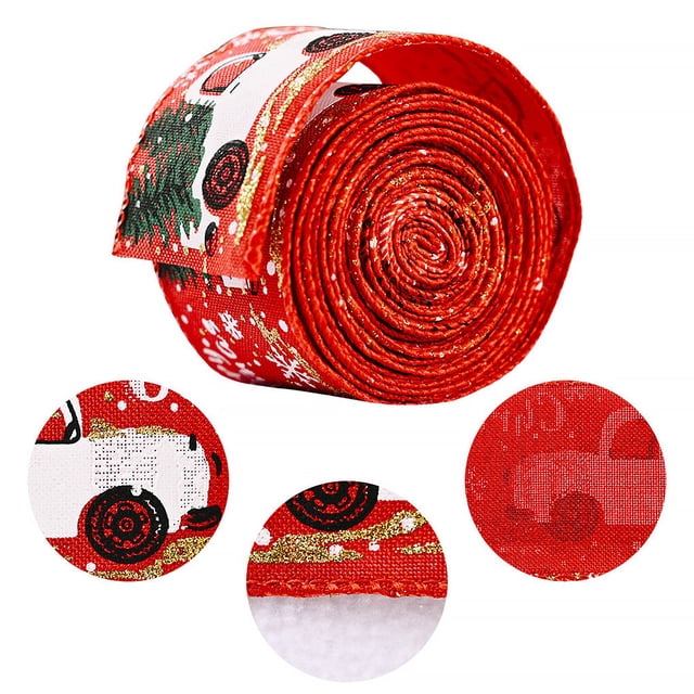 Maoww Christmas Tree Ribbon Home Office Shop Party Decorative Burlap Ribbon Car Decoration Bands, Red