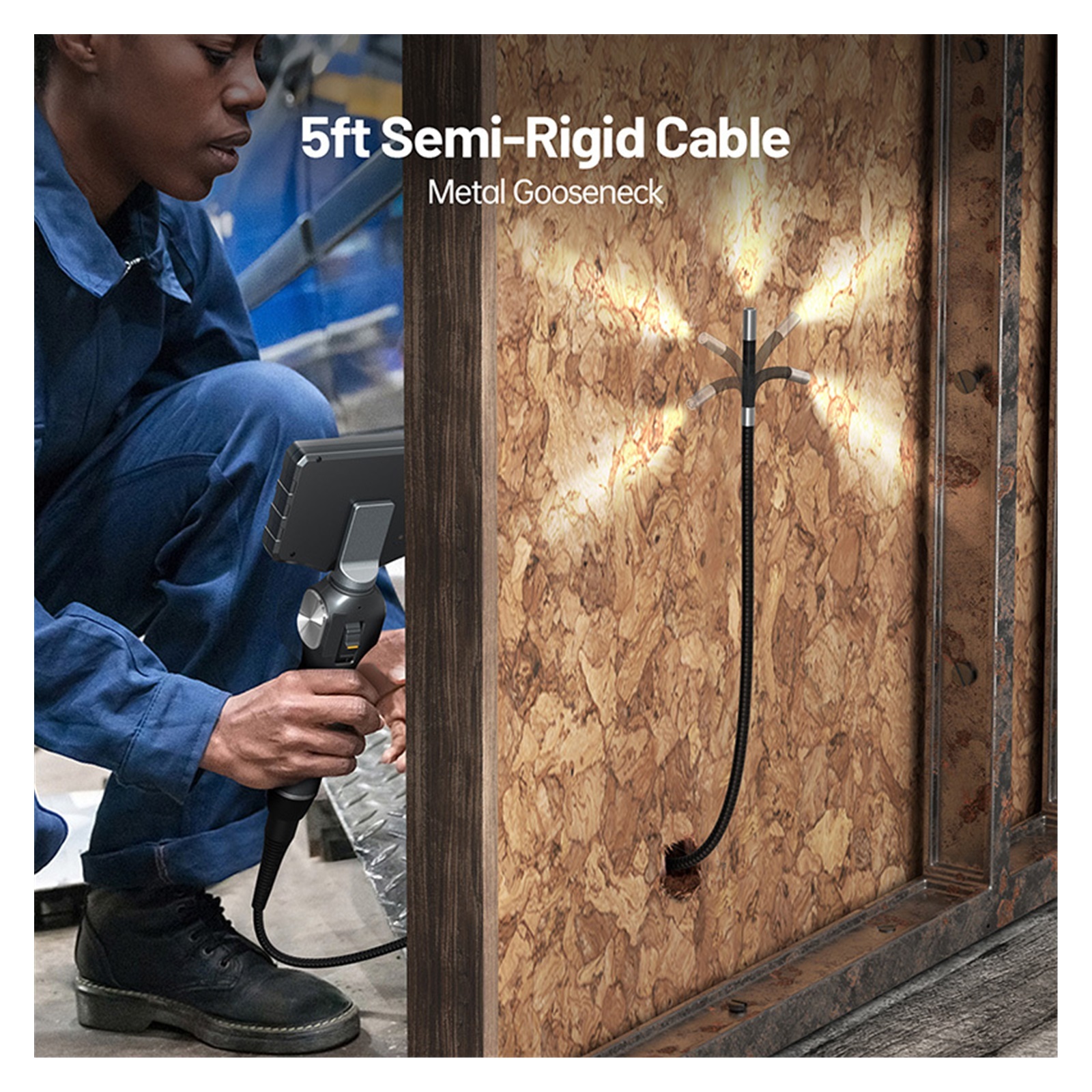 8.5MM Articulating Borescope, 5 Inches IPS 180 Degree Steering Endoscope Video Inspection Camera For Aircraft Mechanics for Measurement