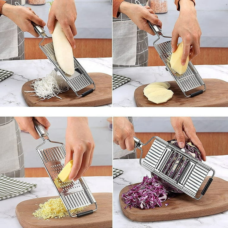 New Multifunctional Vegetables Grater Stainless Steel 6 Sided Blades Box  Slicer Manual Cheese Potato Graters Kitchen Accessories