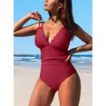thumbnail image 3 of Asoul Scalloped One Piece Swimsuit Women Ruched Tummy Control Bathing Suit Cut Out Monokini Swimwear, 3 of 6