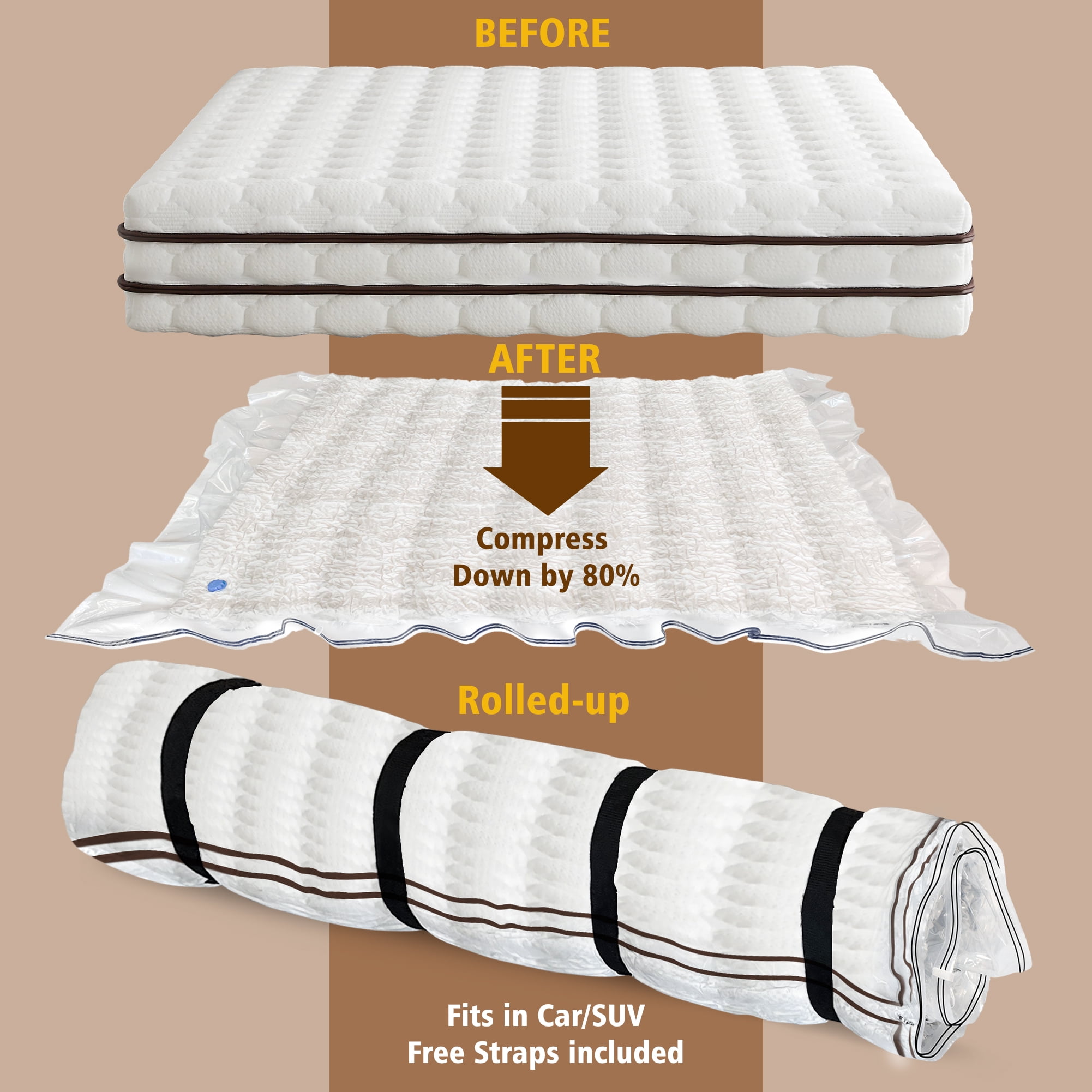 King / Super King Mattress Vacuum Bag for Moving, Vacuum Seal Bag for Memory Foam or Latex Mattress, Mattress Compression, Storage for Returns, and Moving