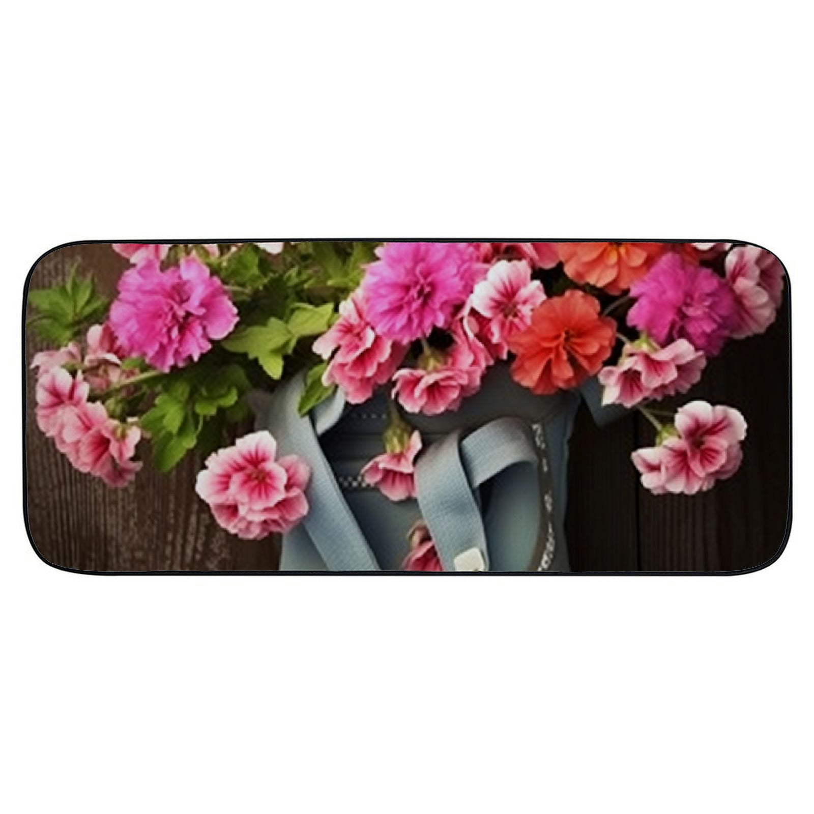 PHYHOO Doormat Floor /Mat - Geranium Pink Gloves Garden Flower Care Blossom Decorative Door Mat, Door Mat with Non-Slip Rubber Backing, Easy Cleaning, Traps Dirt, for Entry, Patio