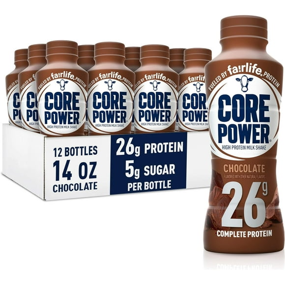 Core Power Fairlife High Protein Milk Shake, Chocolate, 14 FL Oz Pack of 12
