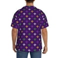 thumbnail image 5 of KLL Purple Mardi Gras Print Men's Shirt Short Sleeve Button Down Summer Cuba Beach Shirts- Medium, 5 of 7