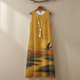 thumbnail image 6 of Jiueut Crane Bird Mountain Print Sleeveless Linen Look Maxi Dress for Women with Pockets, Loose Fit Flowy Summer Sundress Crewneck Casual Beach Vacation Dress, 4XL, 6 of 7