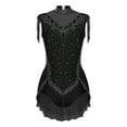 thumbnail image 3 of TSSOE Women's Sparkly Rhinestone Gymnastics Unitards One Piece Fringe Skirt Leotard Ballet Dancewear Black XXL, 3 of 7