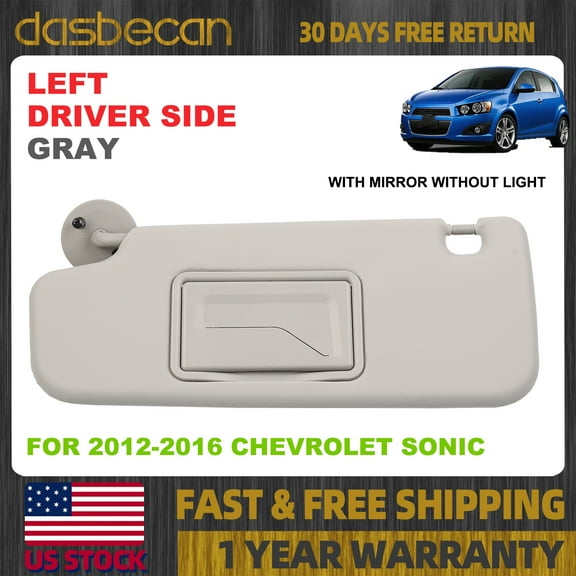Dasbecan Gray Left Driver Side Sun Visor For Chevrolet Sonic 2012-2016 1.4L 1.6L 1.8L 95327509