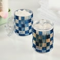 thumbnail image 2 of Yayeee 2 Pack Qtip Holder Bathroom Cotton Swab Canister with Lid Clear Dispenser Set, Blue and Gray Plaid Pattern, 2 of 6