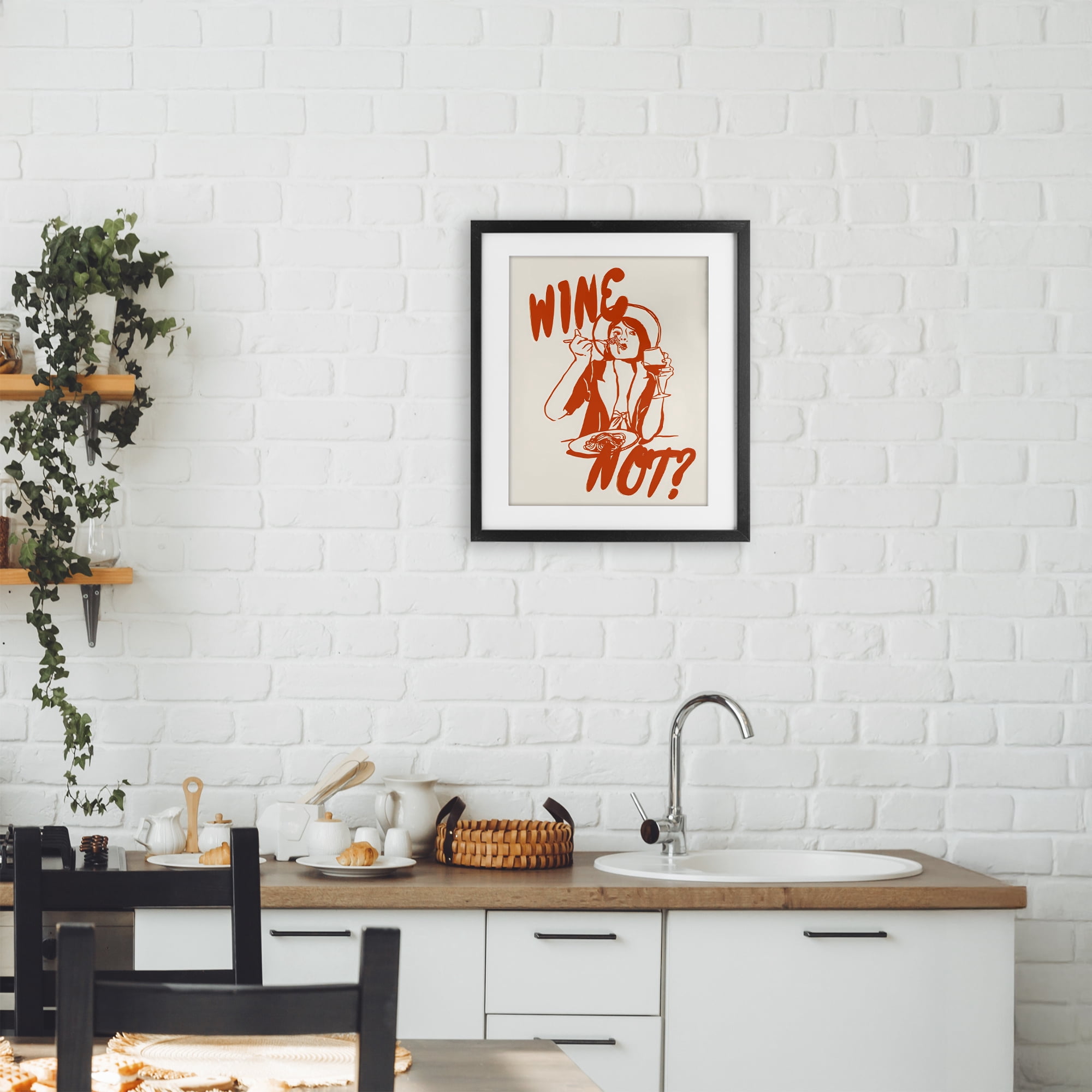 Stupell Industries Wine Not Retro Meal Time Black Framed Print Under Glass, design by The Prints Vibe