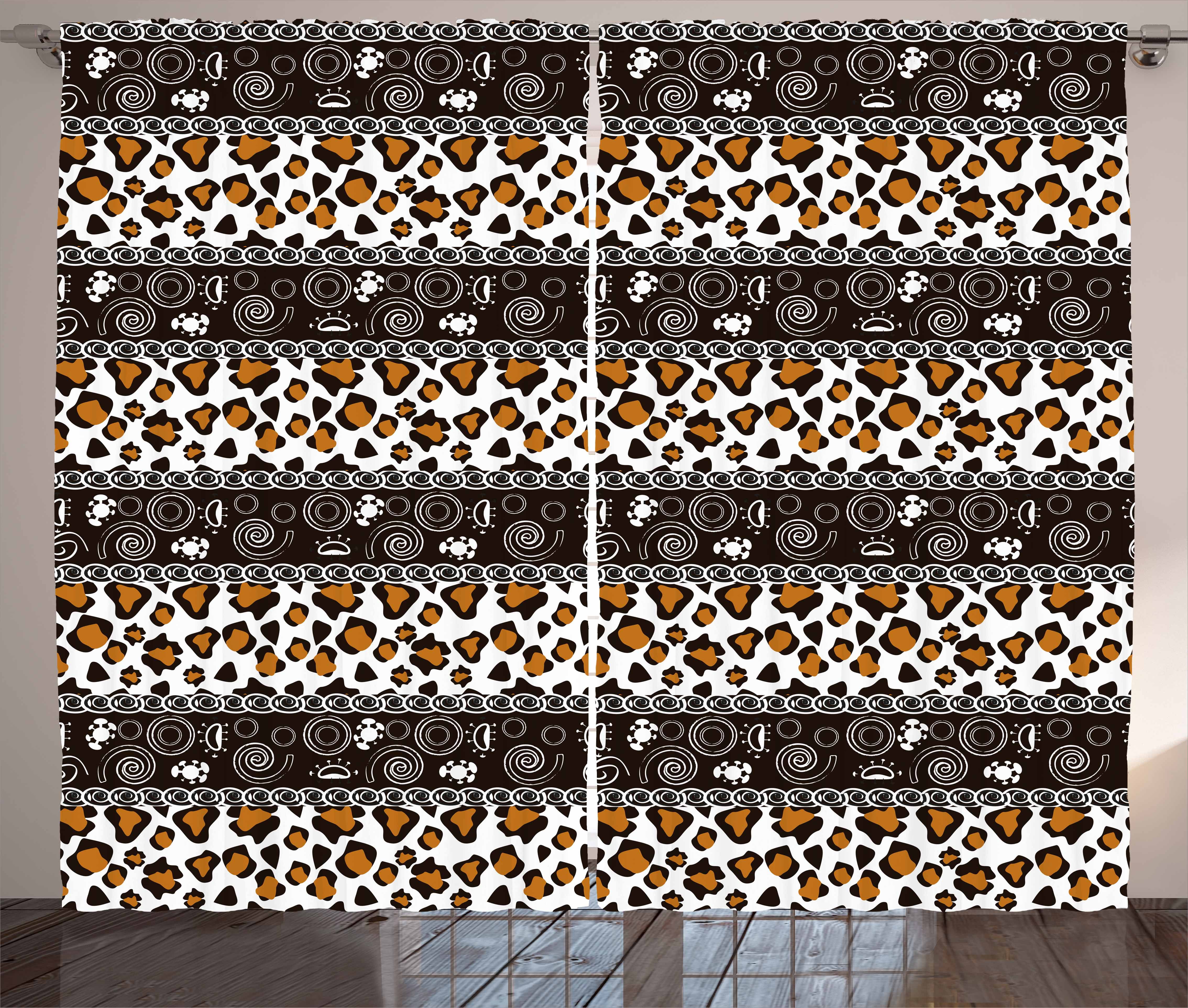 Zambia Curtains 2 Panels Set African Cheetah Pattern With Circles