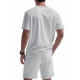 thumbnail image 3 of Men'S 2 Piece Outfits Short Sleeve Casual Shirt and Shorts Sets Light Gray XXL, 3 of 7