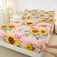 thumbnail image 3 of Manfei Vibrant Sunflower Child Twin Sheet Sets, Rustic Plant Botanical Twin Fitted Sheet, Cartoon Butterfly Flat Sheet, Luxury Bedroom Decor, 3-Piece, 3 of 7