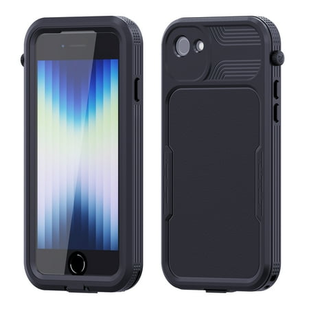 ELEHOLD Waterproof Case for iPhone SE 3rd/2nd Generation (2022/2020)/iPhone 7/iPhone 8, IP68 Underwater Shockproof Protective Case Hybrid Rugged Lightweight Cover,Black