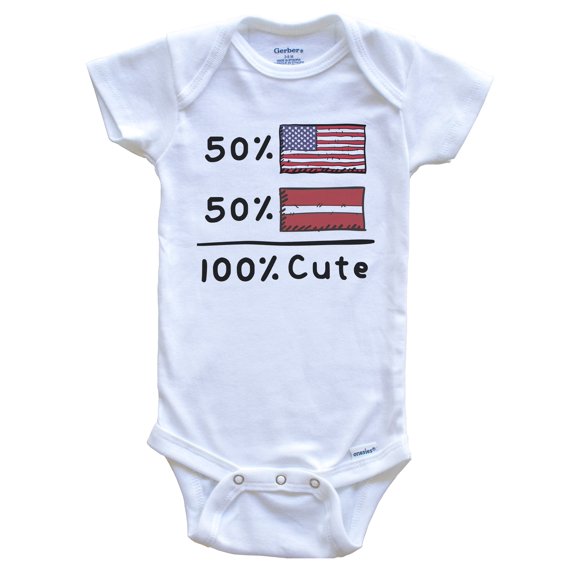50% American 50% Latvian 100% Cute Latvia USA Flags Baby Bodysuit, 0-3 Months White