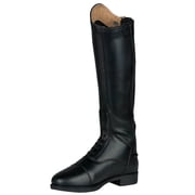 HORZE Rover Kids Tall Field Boots, Starter Horse Riding Boots with Stretchy Easy-Fit Synthetic Leather and Rear Zipper - Black - 4