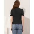 thumbnail image 4 of Blusa De Mujer Con Botones En Algodón Y Cuello Anudado Bordado Negro S, 4 of 5