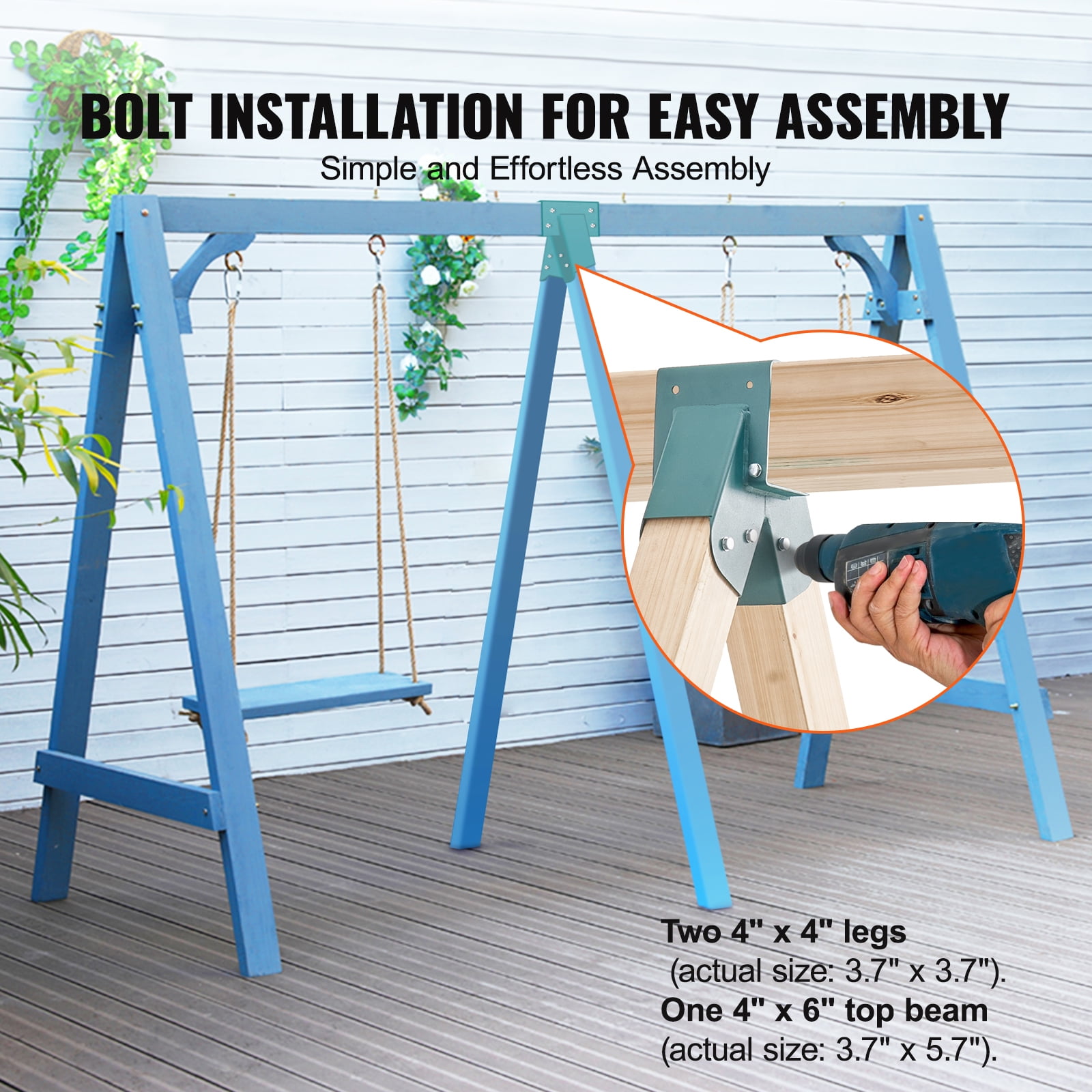 KFFKFF A-Frame Central Swing Set Connectors, Robust Carbon Steel Swing Set Components with Installation Accessories, Do-It-Yourself Swing Set Connector Kit for 4x4 Posts & 4x6 Crossbeam, Green