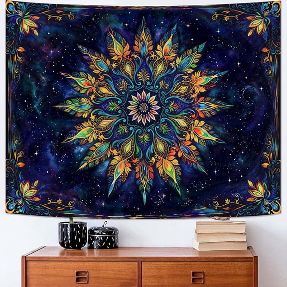 Gojian Boho Floral Mandala Tapestry Wall Hanging Pink Bohemian Flower Medallion Tapestry Aesthetic Watercolor Hippie Indian Small Tapestries for Bedroom Living Room Dorm Decor