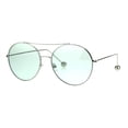 thumbnail image 2 of Womens Metal Ball Tip Retro Trend Unique Feminine Pilots Sunglasses Silver Green, 2 of 4