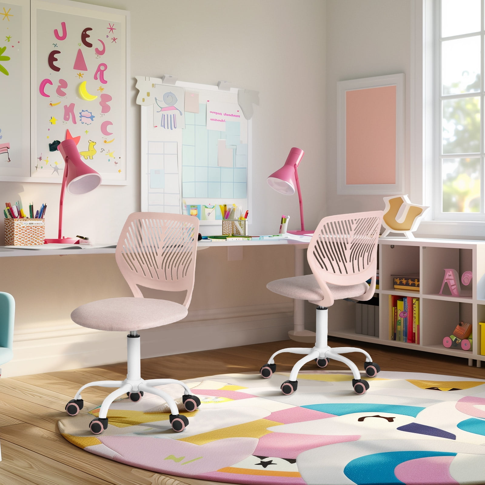 Homy Casa Kids Desk Chair, Adjustable Student Chair for Study, School or Bedroom, Pink