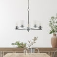 thumbnail image 4 of Elegant Designs 20.5" Traditional Vintage Modern Industrial 5-Light Metal and Clear Glass Kitchen Island Foyer Hallway Living Room Den Dining Room Hanging Pendant Chandelier, Chrome, 4 of 7