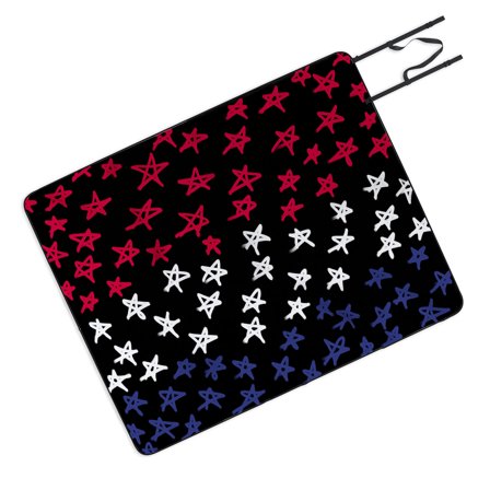 Society6 Lisa Argyropoulos Red White And Blue Stars Night Picnic Blanket