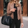 thumbnail image 2 of Yokua Womens Faux Leather Jackets Cropped PU Motorcycle Jacket Slim Stand Collar Biker Bomber Coats Fall Outfits Y2k Tops, 2 of 9