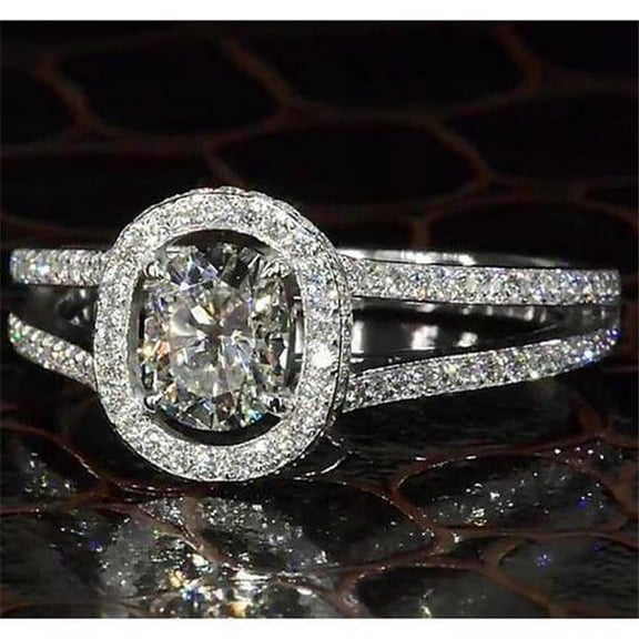 Harry Chad Enterprises 62921 3.50 CT Halo Oval & Round Diamond Engagement Ring, 14K White Gold - Size 6.5