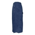 thumbnail image 6 of HXWCHs Women's Casual Denim Midi Skirt Stretchy Waistband Comfortable Everyday Wear Stylish A-Line Design Blue M, 6 of 8