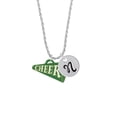 thumbnail image 2 of Delight Jewelry Acrylic 1.25" Green Cheer Megaphone Silvertone Script Initial Disc - N - Charm Necklace, 20"+3", 2 of 4