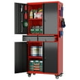 thumbnail image 2 of Aobabo Metal Storage Cabinet with Wheels & Adjustable Shelves, Steel Rolling Tool Storage Cabinet with 4 Door & 2 Drawer & Pegboard for Garage, Home, Office,Assembly Required, Red/Black, 2 of 8