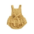 thumbnail image 5 of Baby Romper, Solid Color Sleeveless Pleated Ruffle Outfit, Sling Cute Pattern Button Closure Jumpsuit, Unisex Summer Romper, 5 of 5