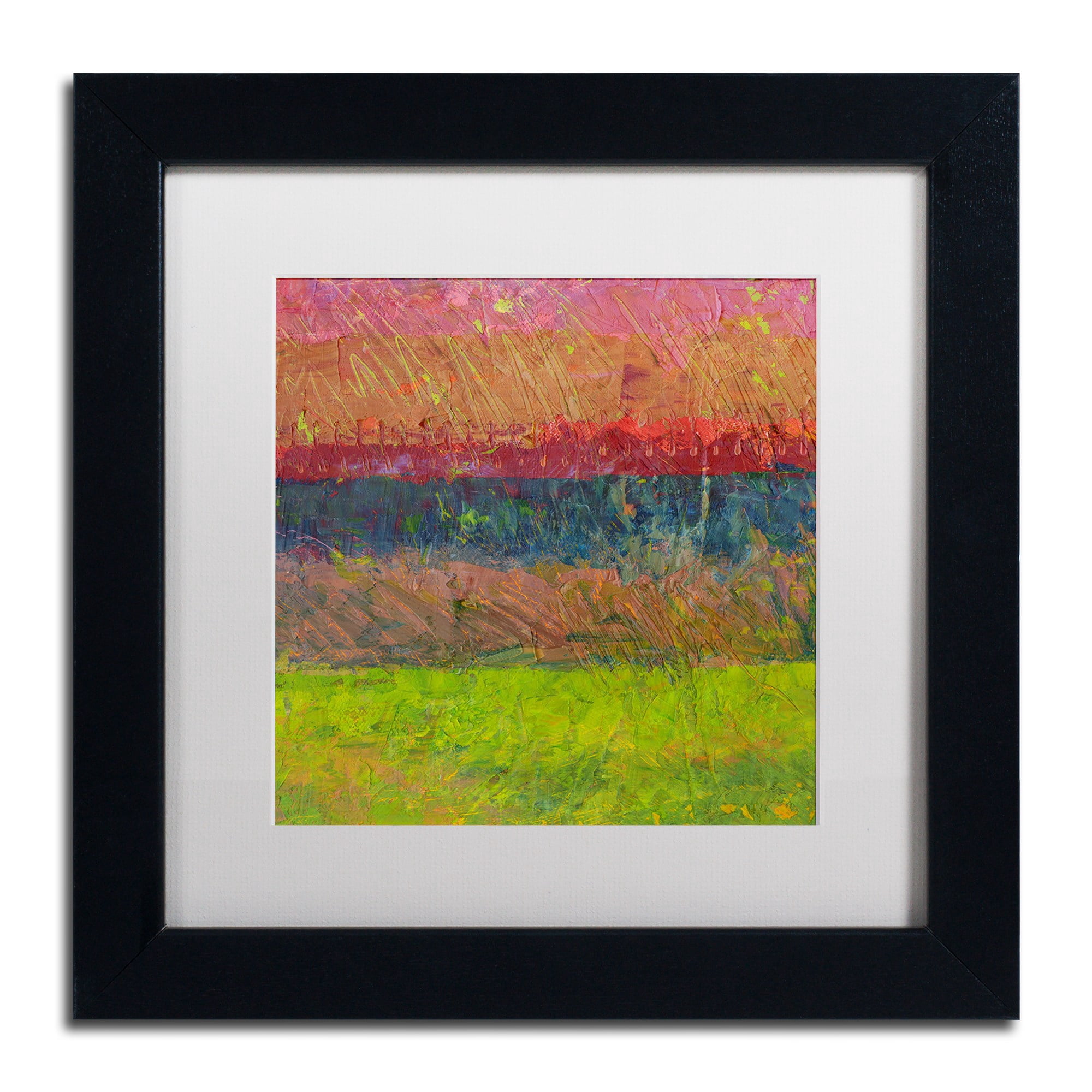 Trademark Fine Art "Lake and Hills" Canvas Art by Michelle Calkins, White Matte, Black Frame