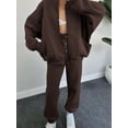 thumbnail image 3 of Luethbiezx Fashionable Women's Two Piece Outfit Set with Stand Collar Sweatshirt and Pants, 3 of 6