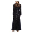 thumbnail image 2 of R&M RICHARDS Womens Black Embellished Long Sleeve V Neck Full-Length Formal Fit + Flare Dress Petites 8P, 2 of 2