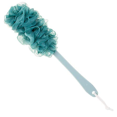 Arswin Lufa Back Scrubber for Shower, Long Handle Bath Sponge Shower Brush, Soft Nylon Mesh Back Cleaner Washer, Body Bath Brush for Women and Men, Bathroom Shower Accessories (Blue)
