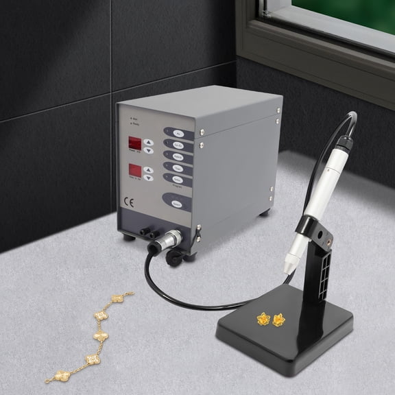 Jewelry Welder Machine Automatic Spot Welder Pulse Argon Arc Welding 110v 60HZ Electric Corded Spot Welder with Pedestal Welding Loop Clamp Tungsten Needles