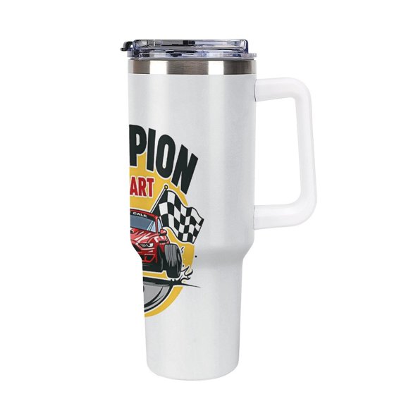 Wishtime Racing Stainless Steel Tumbler with Handle and Straw Lid for Water 40 oz for Car Reusable