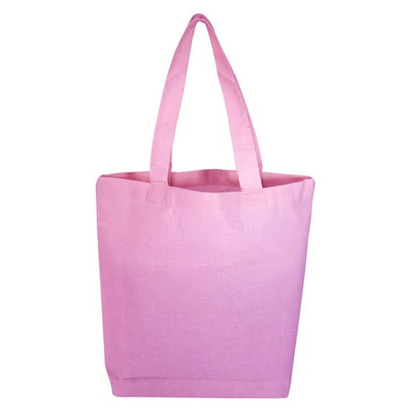 (3 Pack) Set of 3 High Quality Cotton Tote Bags Wholesale with Bottom Gusset (Light Pink)