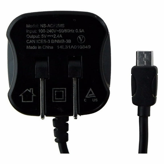 Insignia 3.3-Foot 2.4A Micro-USB Wall Charger with Folding Prongs - Black