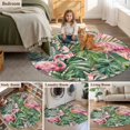 thumbnail image 5 of Pink Flamingo Round Area Rug 5Ft Washable Circle Rugs for Living Room Bedroom, Summer Tropical Watercolor Plants Green Leaves Non-Slip Carpet Floor Mats Indoor Outdoor Carpet Runner Home Decor, 5 of 8