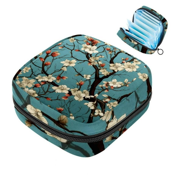 Tree Period Bag Menstrual Cup Pouch, Large Storage Bag Sanitary Purse for Sanitary Napkin Pads, Pads Organizer for Girls Women