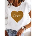 thumbnail image 5 of Blusa Yzk de manga corta con cuello redondo para mujer, camiseta informal con estampado de amor, transpirable, fresca, bonita, para verano, 2024, 5 of 5