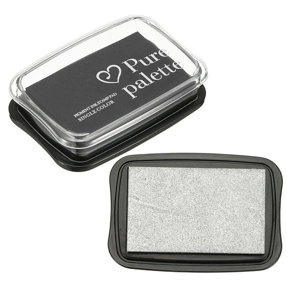 3"x2" Large Stamp Pad, 2Pcs Washable Craft Ink Pad for Rubber Stamp Card Making Stamping Scrapbook Fingerprint Handprint, Silver