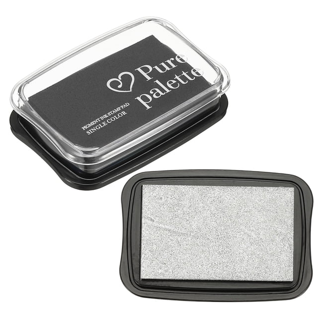 Almohadilla de Sello Grande, Almohadilla de Tinta de Manualidades Lavable para Sellos de Goma, Creación de Tarjetas, Álbum de Recortes, Huellas Dactilares, Huellas de Mano Plateada/Negra