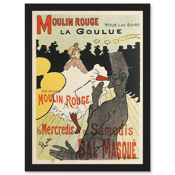Toulouse-Lautrec Dancer La Goulue Moulin Rouge Vintage French Advert Artwork Framed Wall Art Print A4