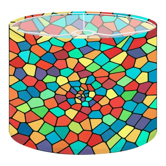 Linen Drum Lampshades abstract vitrage Decorative stained glass for design poster cover 13"x13"x10" Light Shade for Table Lamps Floor Lamps Drum Lamp Shades Lampshade Replacement Assembly Required
