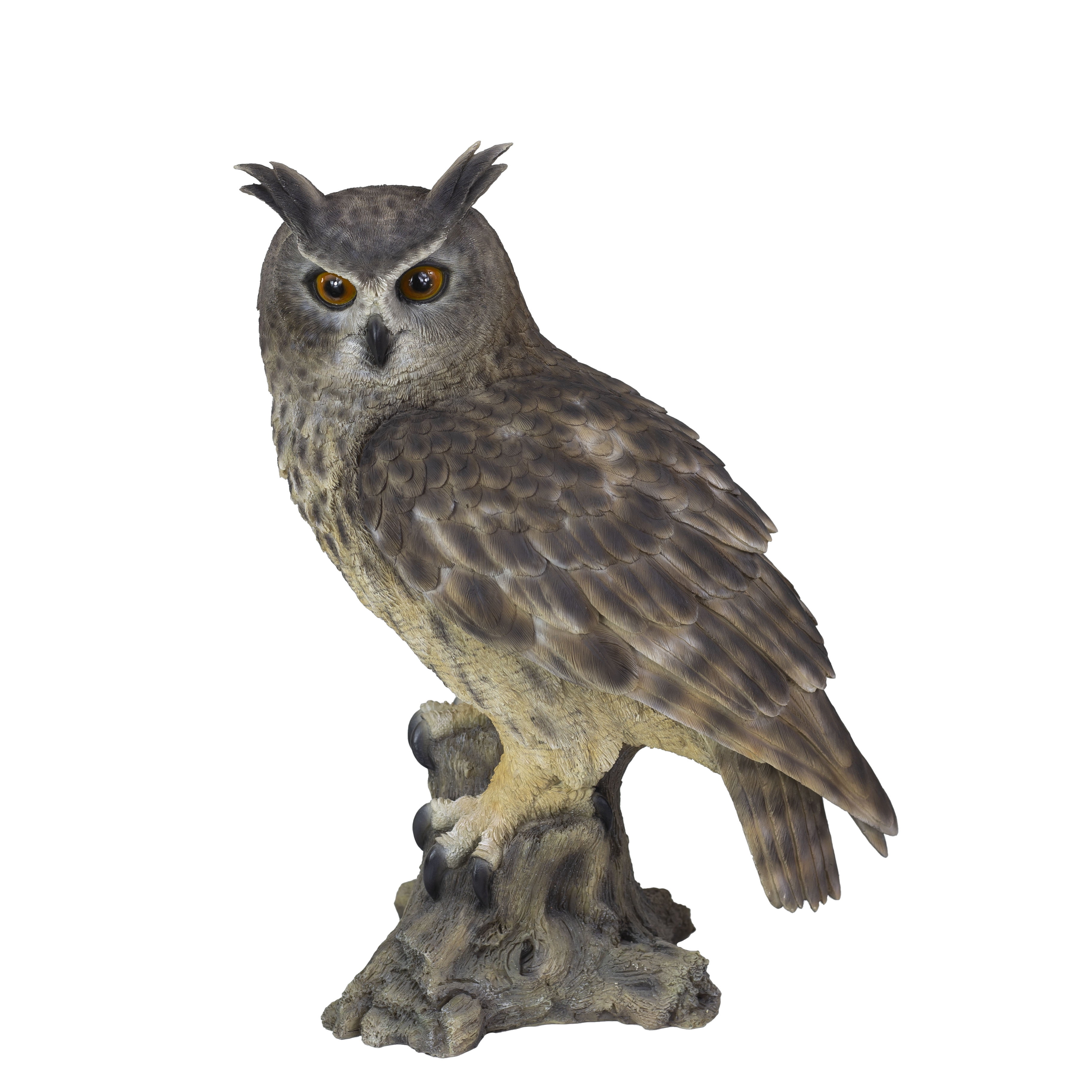 SOREAL Brown Long Eared Owl on branch | Handcrafted Decorative Bird Statue for Home & Garden | Premium Polyresin, Weather-Resistant Indoor/Outdoor Decor