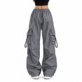 thumbnail image 3 of Womens Cargo Pants Elastic Wide Leg Baggy Pants Workout Sweatpants High Waisted Stretchy Casual Hiking Joggers XL, 3 of 4